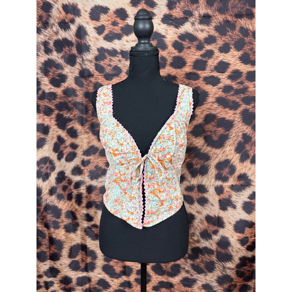 Floral Tie Front Babydoll Crop Top
